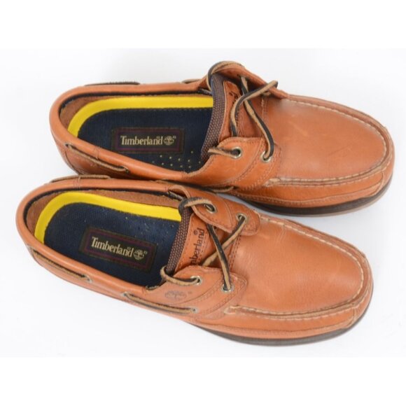 Timberland Earth Brown Leather Men's 8M Boat Shoe Loafer Sporty Resort Vacation - Picture 3 of 10